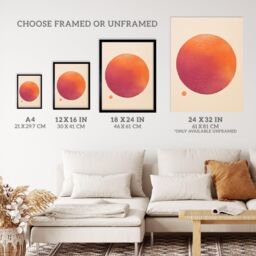 "Wee Blue Coo Wall Art Print Orange Sun Abstract Minimalism Amber Purple Oil Painting Art Framed - Size: W12"" x H16""" - thumbnail 3