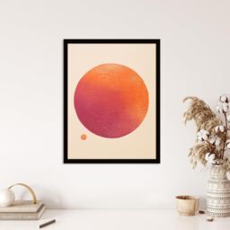 "Wee Blue Coo Wall Art Print Orange Sun Abstract Minimalism Amber Purple Oil Painting Art Framed - Size: W12"" x H16""" - thumbnail 4