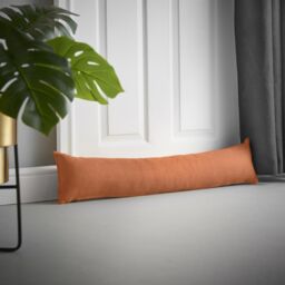 Luxury Living Velvet Chenille Draught Excluder in Orange - Size: 90 cm x 15 cm - thumbnail 1