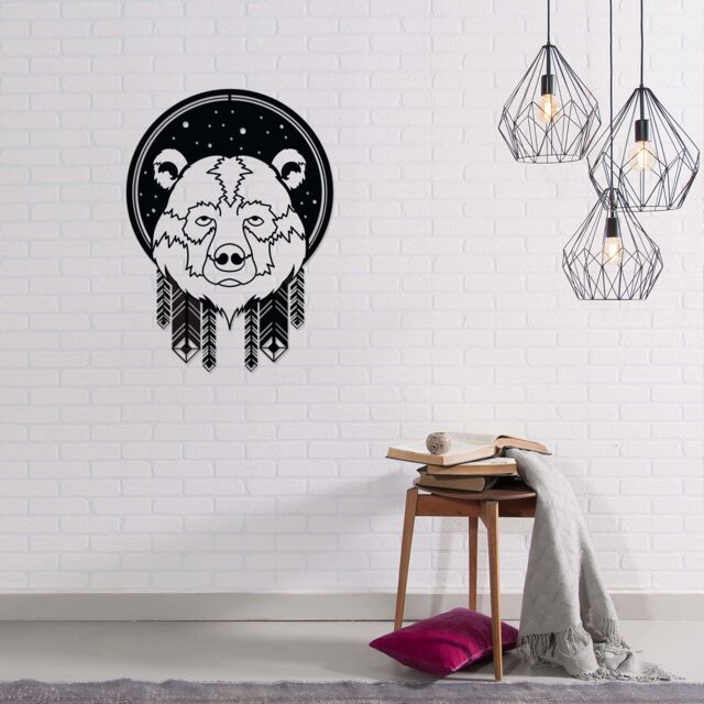Decortie Modern Metal Wall Art 'Bear' Ornament Decorative Minimalist Design Hanging Wall Sculpture in Black - image 1