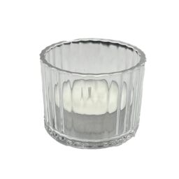 REWIND Set of 3 Premium Ribbed Glass Tealight Holders (Includes 3 free Tealights) in White - Size: 1 Pack - thumbnail 3