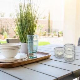 REWIND Set of 3 Premium Ribbed Glass Tealight Holders (Includes 3 free Tealights) in White - Size: 1 Pack - thumbnail 4