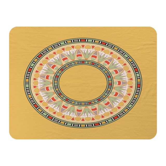 Benjamin Tate Design Orange Circle Ornament Round Frame Blanket in Natural - Size: 120 cm x 150 cm - image 1