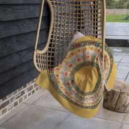 Benjamin Tate Design Orange Circle Ornament Round Frame Blanket in Natural - Size: 120 cm x 150 cm - thumbnail 4