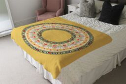 Benjamin Tate Design Orange Circle Ornament Round Frame Blanket in Natural - Size: 120 cm x 150 cm - thumbnail 3