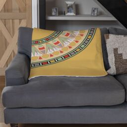 Benjamin Tate Design Orange Circle Ornament Round Frame Blanket in Natural - Size: 120 cm x 150 cm - thumbnail 2