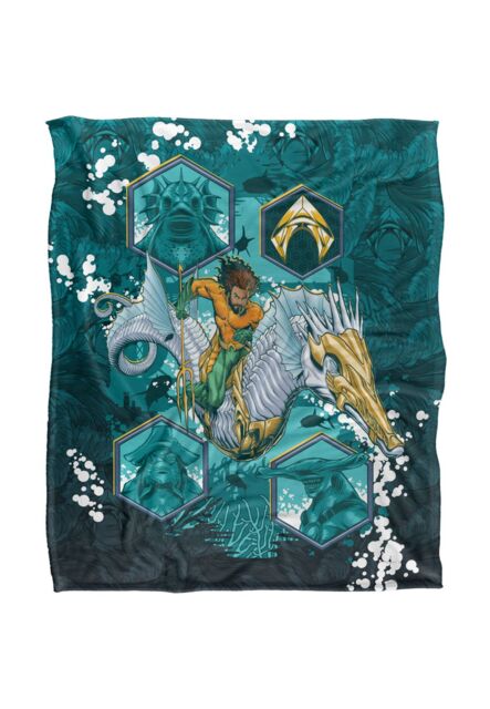 Aquaman and The Lost Kingdom Blanket, 152x127 cm Seahorse Splash Silky Touch Super Soft Throw Blanket in White - image 1