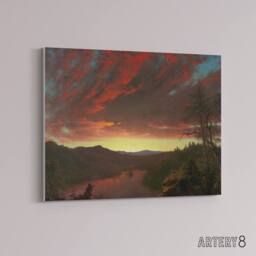 "Artery8 Church Twilight In The Wilderness Canvas Wall Art Print in Brown - Size: W18"" x H24""" - thumbnail 2