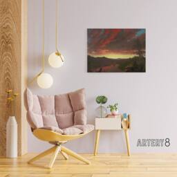 "Artery8 Church Twilight In The Wilderness Canvas Wall Art Print in Brown - Size: W18"" x H24""" - thumbnail 3