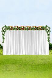 Neel Blue Spandex Backdrop Curtain, Wrinkle-Free Polyester Fabric Backdrop Panel, 3x6 Metres in White - thumbnail 7
