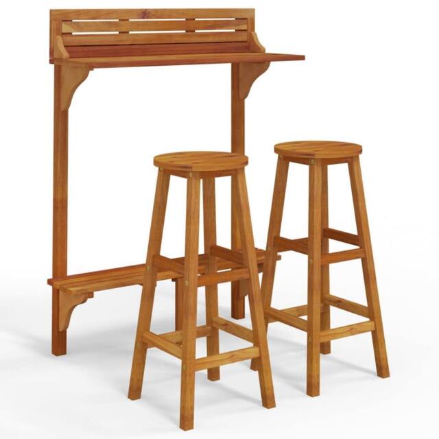 Berkfield Home 3 Piece Balcony Bar Set Solid Wood Acacia in Brown - image 1
