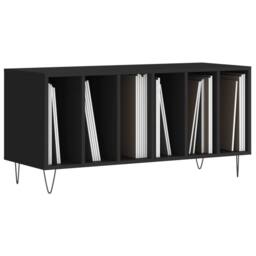 Berkfield Home Record Cabinet Black 100x38x48 cm Engineered Wood - Size: 100 x 38 x 48 cm - thumbnail 3