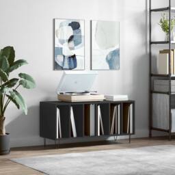 Berkfield Home Record Cabinet Black 100x38x48 cm Engineered Wood - Size: 100 x 38 x 48 cm