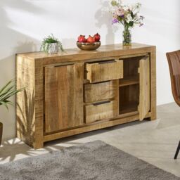 IH Design Bratton Mango Wooden Large Sideboard 2 Door & 3 Drawer in Brown - thumbnail 3