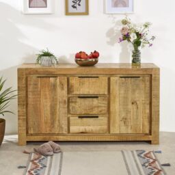 IH Design Bratton Mango Wooden Large Sideboard 2 Door & 3 Drawer in Brown - thumbnail 1