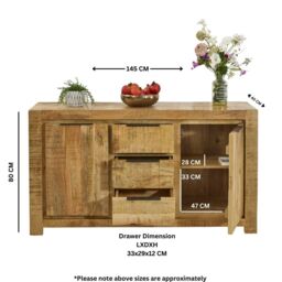 IH Design Bratton Mango Wooden Large Sideboard 2 Door & 3 Drawer in Brown - thumbnail 6