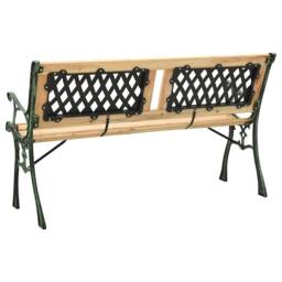 Berkfield Home Decorative Garden Bench 122 cm Cast Iron & Solid Firwood in Green - thumbnail 4