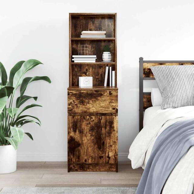 Berkfield Home Durable Bedside Cabinet Smoked Oak 39x35x125 cm Engineered Wood - Size: 39 x 35 x 125 cm - image 1