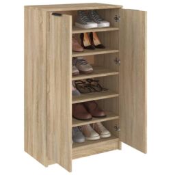 Berkfield Home Shoe Cabinet Sonoma Oak 59x35x100 cm Engineered Wood in Brown - Size: 59 x 35 x 100 cm - thumbnail 4