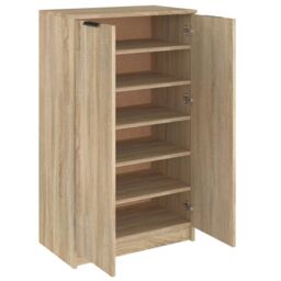 Berkfield Home Shoe Cabinet Sonoma Oak 59x35x100 cm Engineered Wood in Brown - Size: 59 x 35 x 100 cm - thumbnail 6