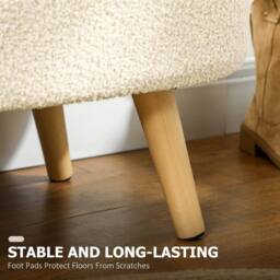 Wyld Haus Molasa Boucle Cream Teddy Fleece Storage Ottoman with Pine Wood Legs - thumbnail 6