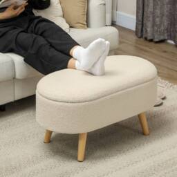 Wyld Haus Molasa Boucle Cream Teddy Fleece Storage Ottoman with Pine Wood Legs - thumbnail 7