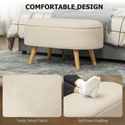 Wyld Haus Molasa Boucle Cream Teddy Fleece Storage Ottoman with Pine Wood Legs - thumbnail 5