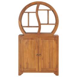 Berkfield Home Cabinet with Yin Yang Shelf 70x30x130 cm Solid Teak Wood in Brown - Size: 70 x 30 x 130 cm - thumbnail 2