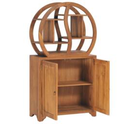 Berkfield Home Cabinet with Yin Yang Shelf 70x30x130 cm Solid Teak Wood in Brown - Size: 70 x 30 x 130 cm - thumbnail 3