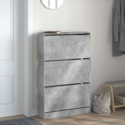 Berkfield Home Shoe Cabinet Concrete Grey 80x21x125.5 cm Engineered Wood - thumbnail 3