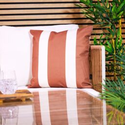 icon Indoor & Outdoor Striped Waterproof Cushion Green in Burnt Orange - Size: 43 cm x 43 cm - thumbnail 1