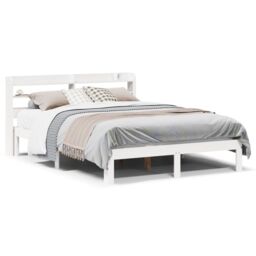 Berkfield Home Bed Frame with Headboard without Mattress White 135x190 cm Double - thumbnail 2