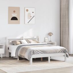 Berkfield Home Bed Frame with Headboard without Mattress White 135x190 cm Double - thumbnail 1