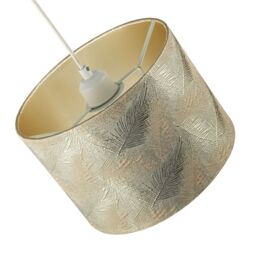 Happy Homewares Modern Floral Drum Lamp Shade with Shiny Gold & Silver Fern Leaves - Size: 10 inches - thumbnail 4