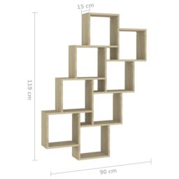 Berkfield Home Wall Cube Shelf Sonoma Oak 90x15x119 cm Engineered Wood in Brown - Size: 90 x 15 x 119 cm - thumbnail 6