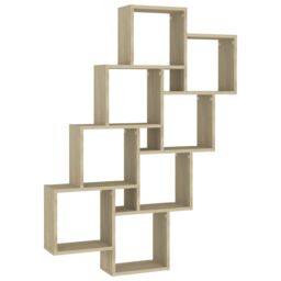 Berkfield Home Wall Cube Shelf Sonoma Oak 90x15x119 cm Engineered Wood in Brown - Size: 90 x 15 x 119 cm - thumbnail 2