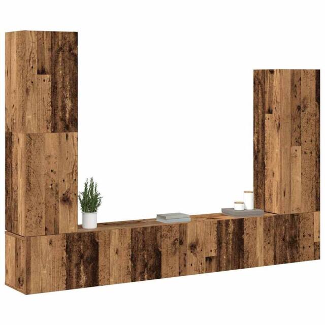 Berkfield Home Classic 4 Piece TV Cabinet Set Wall-mounted Old Wood Engineered Wood - image 1