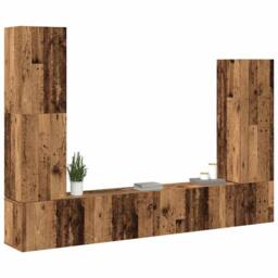 Berkfield Home Classic 4 Piece TV Cabinet Set Wall-mounted Old Wood Engineered Wood - thumbnail 1
