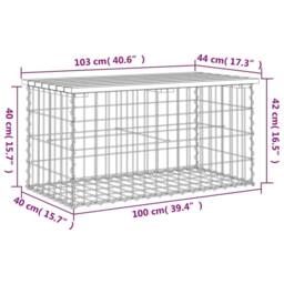 Berkfield Home Garden Bench Gabion Design 103x44x42 cm Solid Wood Pine in Tan - Size: 103 x 44 x 42 cm - thumbnail 8