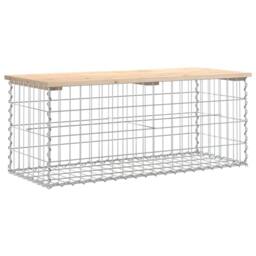 Berkfield Home Garden Bench Gabion Design 103x44x42 cm Solid Wood Pine in Tan - Size: 103 x 44 x 42 cm - thumbnail 1