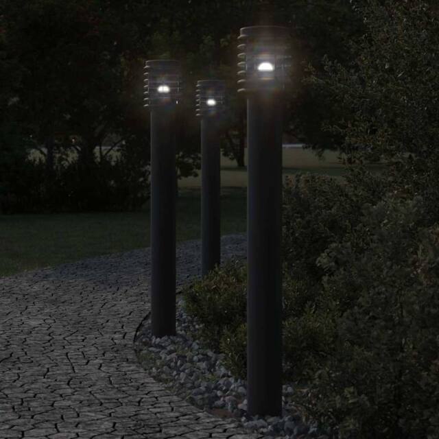 Berkfield Home Outdoor Floor Lamps 3pcs Black 110cm Stainless Steel - image 1
