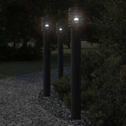 Berkfield Home Outdoor Floor Lamps 3pcs Black 110cm Stainless Steel - thumbnail 1