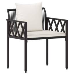 Berkfield Home Outdoor Furniture Set 3 pcs Black & Cream White Poly Rattan - thumbnail 4