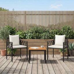 Berkfield Home Outdoor Furniture Set 3 pcs Black & Cream White Poly Rattan