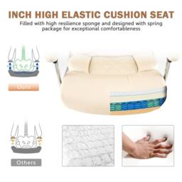 Costway PU Leather Office Chair Padded Modern Executive Chair Computer Desk in Beige - thumbnail 6