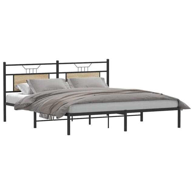 Berkfield Home Decorative Bed Frame without Mattress Sonoma Oak 183x213 cm Engin in Light Brown - image 1