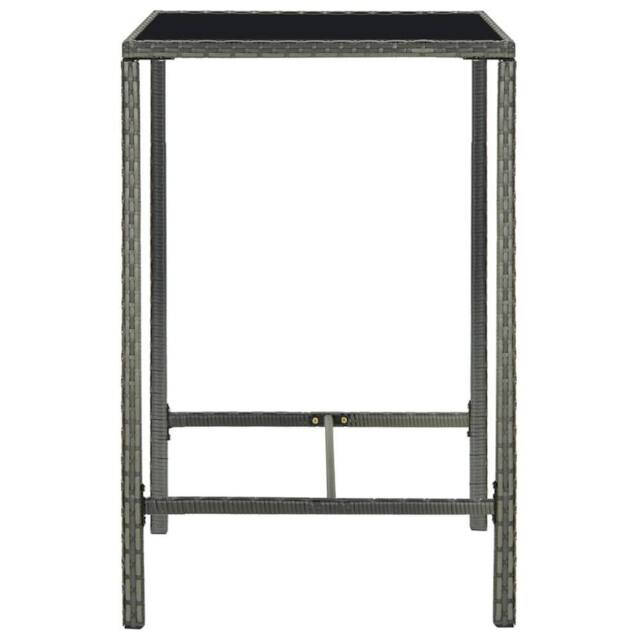 Berkfield Home Sturdy Garden Bar Table Grey 70x70x110 cm Poly Rattan & Glass - Size: 70 x 70 x 110 cm - image 1