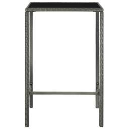 Berkfield Home Sturdy Garden Bar Table Grey 70x70x110 cm Poly Rattan & Glass - Size: 70 x 70 x 110 cm - thumbnail 3
