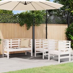 Berkfield Home 3 Piece Garden Lounge Set White Solid Wood Pine