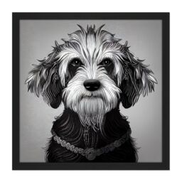 "Artery8 Wall Art Print Cockapoo Dog Portrait Monochrome Tribal Square Framed Picture 16X16 Inch in Black - Size: W16"" x H16""" - thumbnail 1